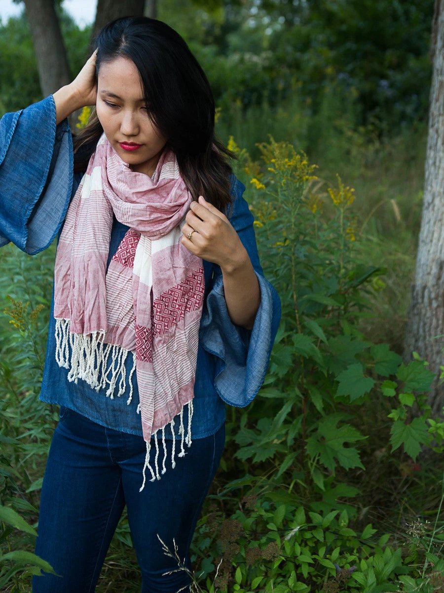 Tuyen Patterned Scarf - Pink by Fair Anita