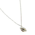 Lips Pendant Necklace in Silver | Kiss Print Charm on Chain