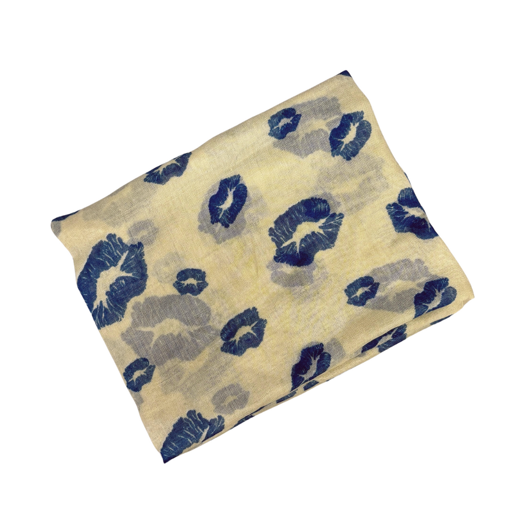 Lipstick Lover Kiss Print Scarf in Blue or Red by The Bullish Store