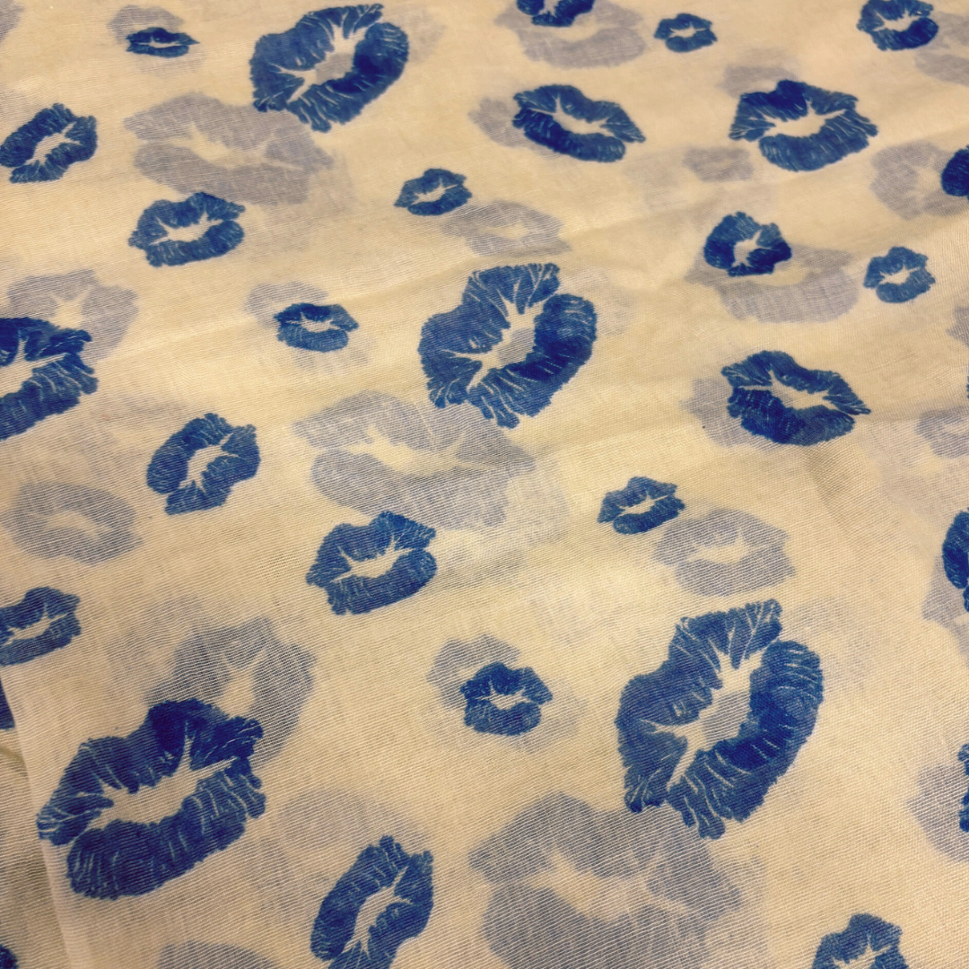 Lipstick Lover Kiss Print Scarf in Blue or Red by The Bullish Store