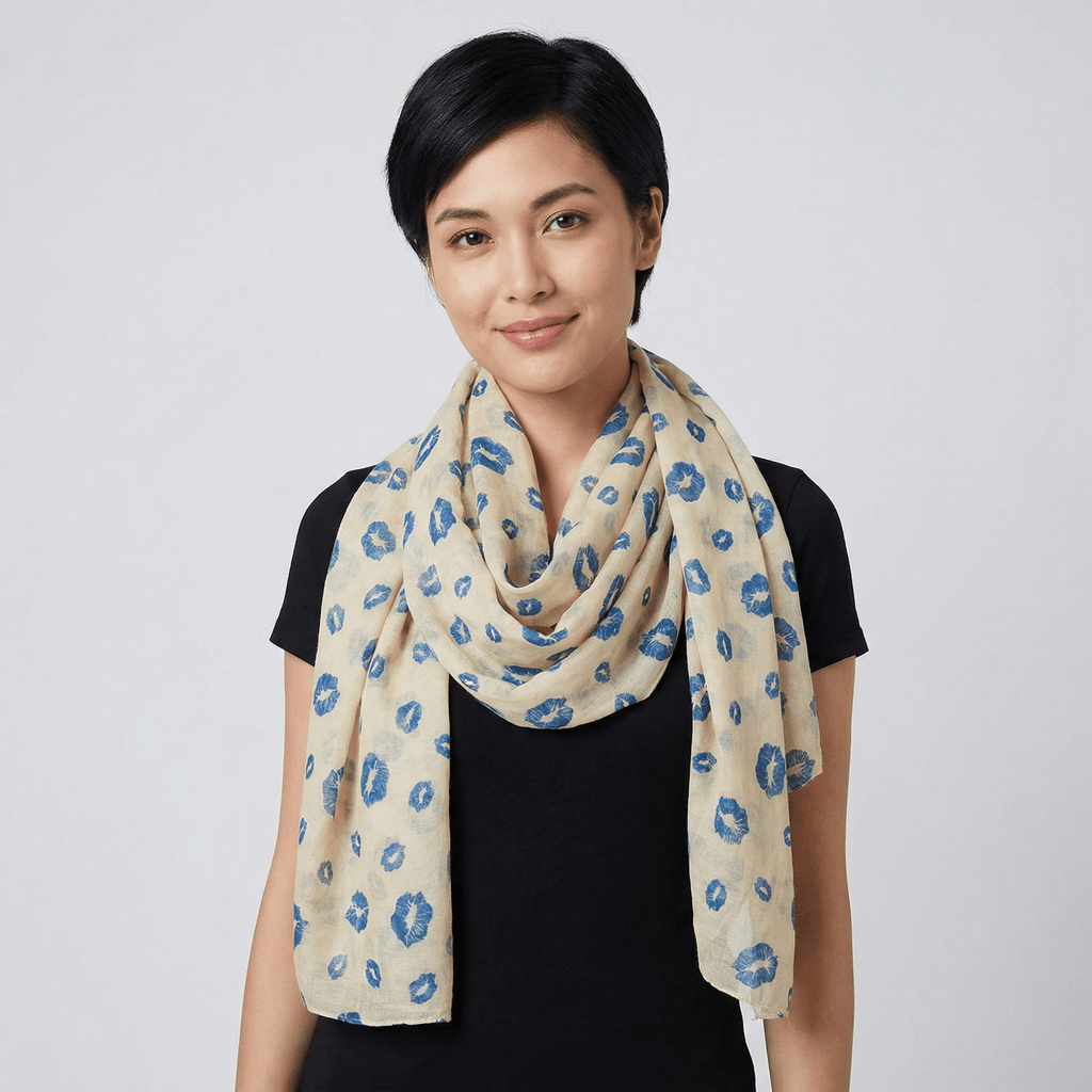 Lipstick Lover Kiss Print Scarf in Blue or Red by The Bullish Store
