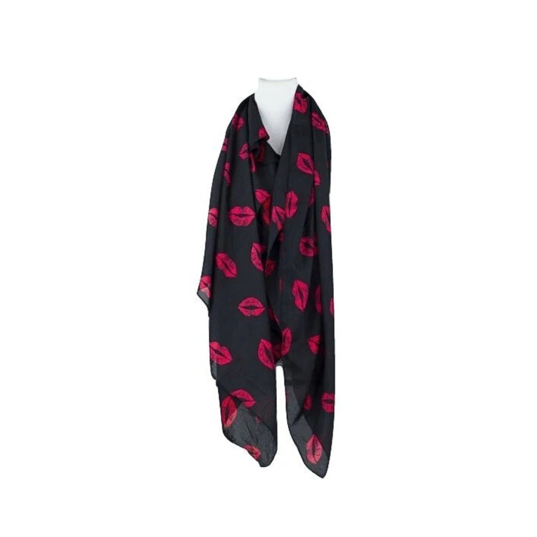 Lipstick Lover Kiss Print Scarf in Blue or Red