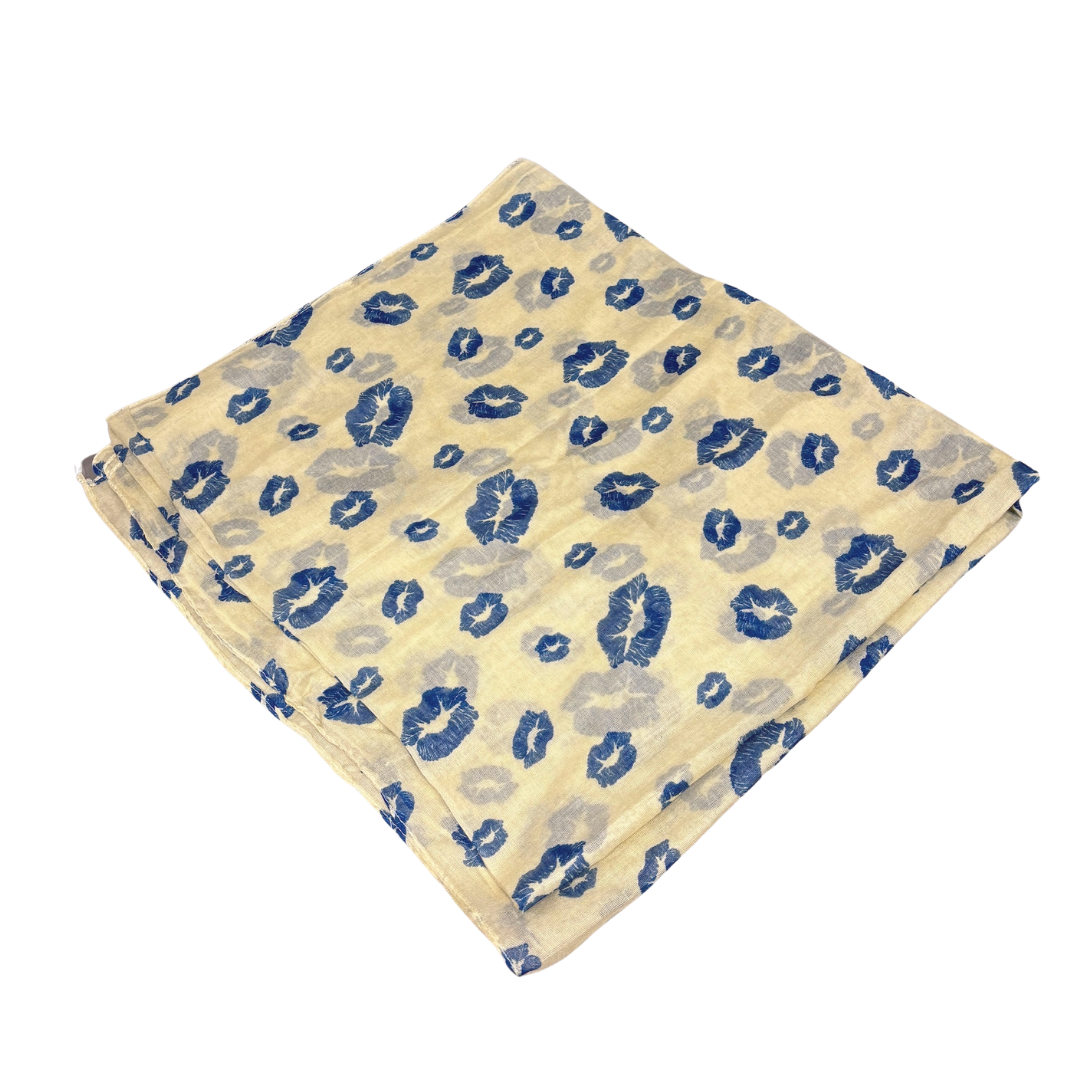 Lipstick Lover Kiss Print Scarf in Blue or Red