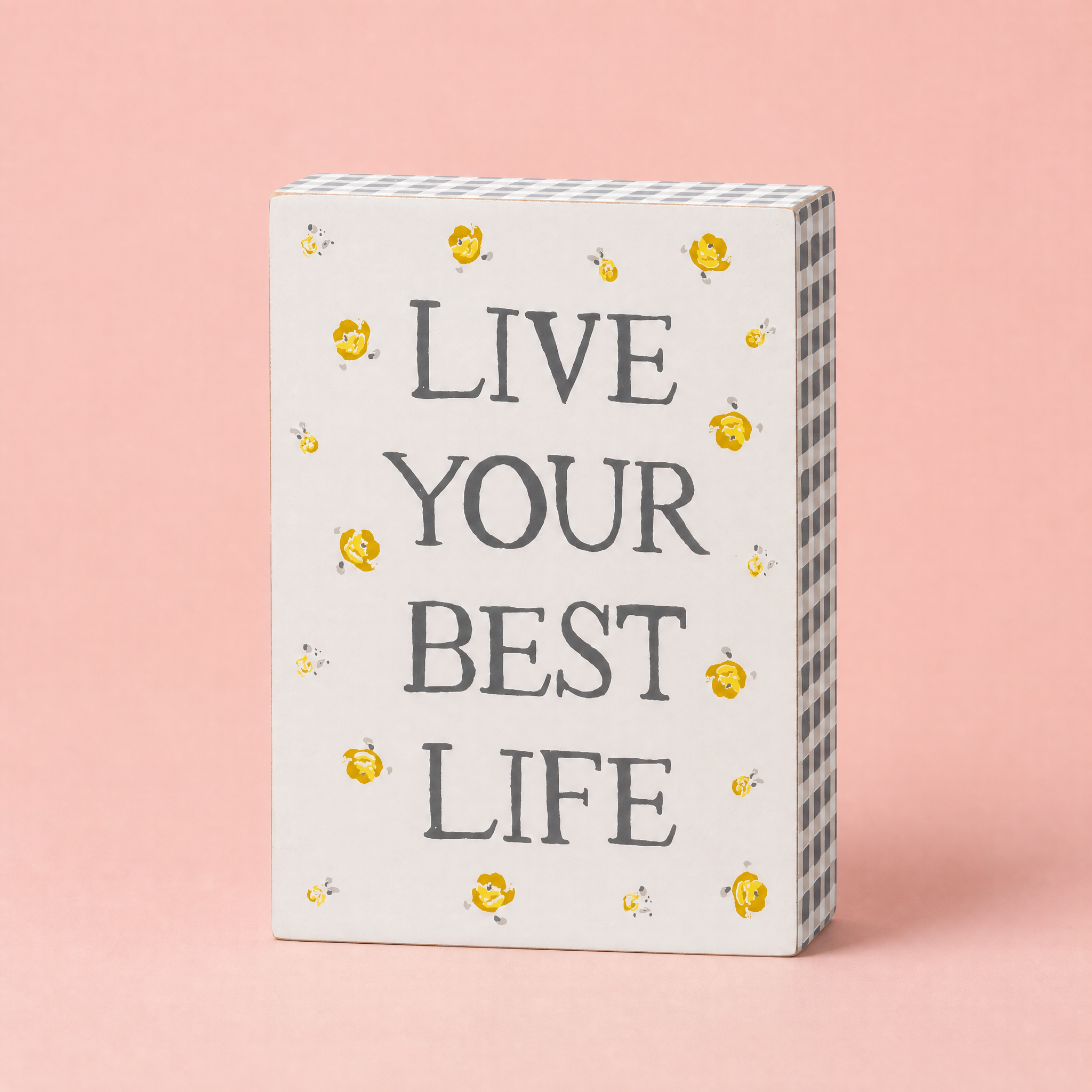 Live Your Best Life Watercolor Box Sign | Motivational Quote Wooden Sign Decor Display | 6" x 8"