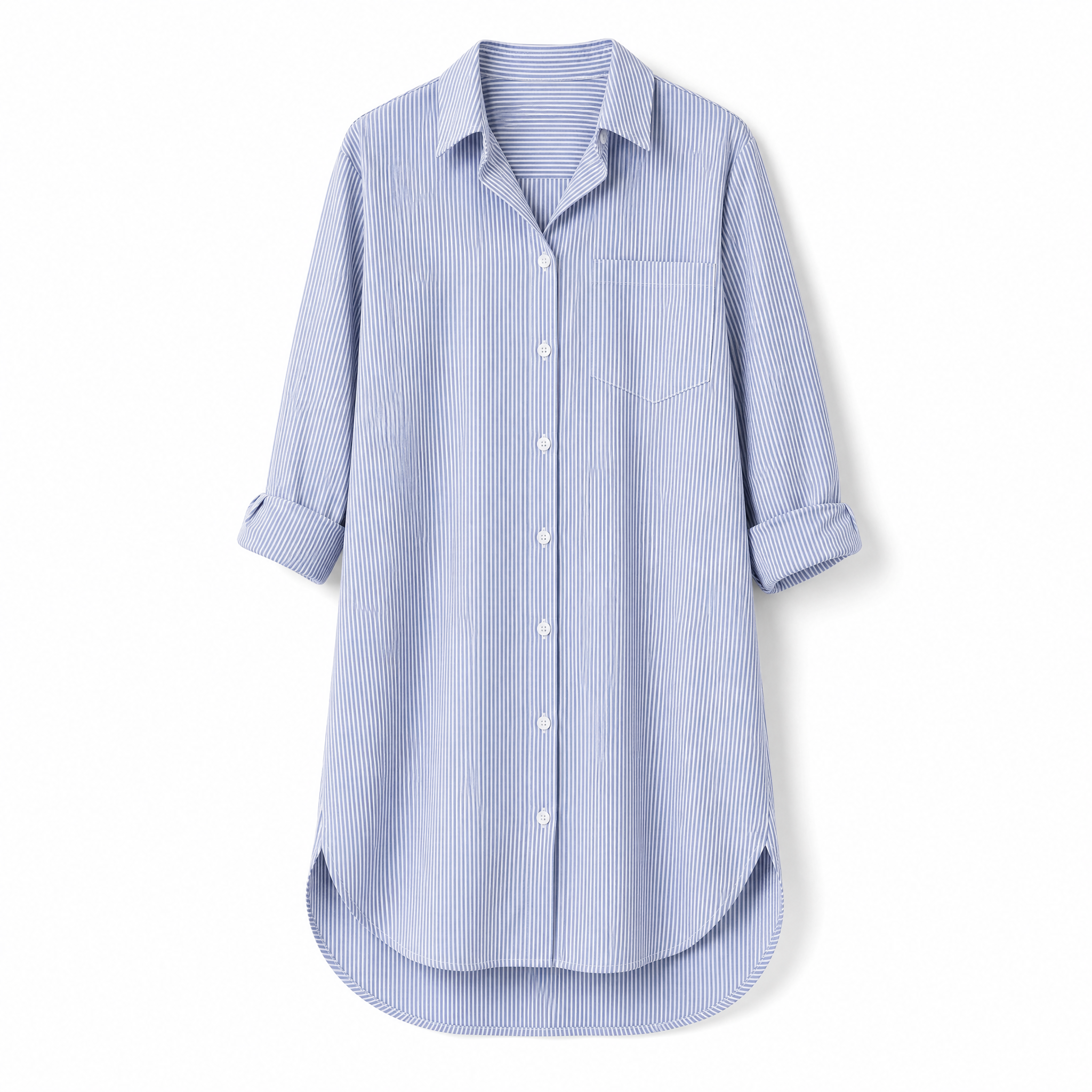 Loose Casual Long Sleeve Shirt Dress in Navy Blue [Available in SM-1X]