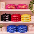 Sparkle Embroidered Beret in Pink