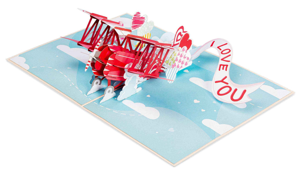 I Love You Biplane Pop Up Card - 5" x 7"
