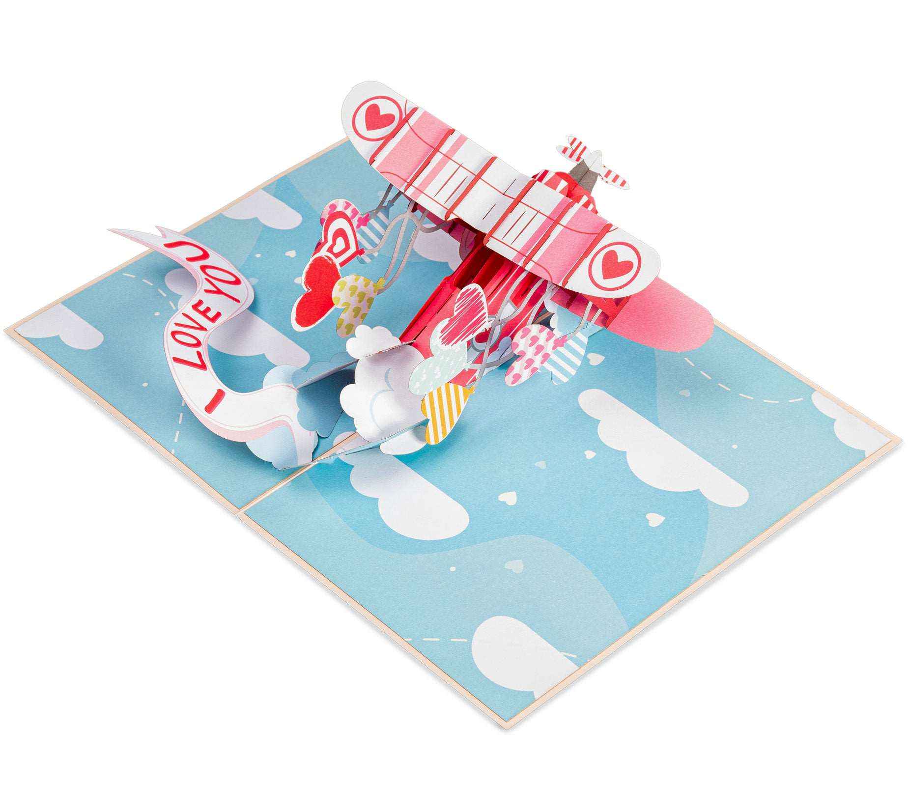 I Love You Biplane Pop Up Card - 5" x 7"