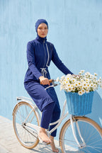 Navy Full Coverage Modest Swimwear Burkini Set M2506-2