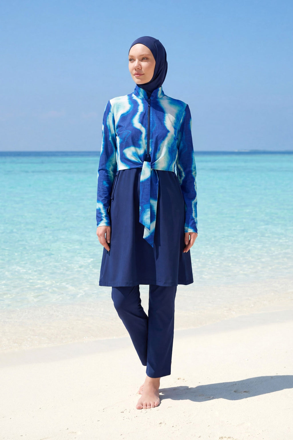Navy Full Coverage Modest Swimwear Burkini Set M2530-2