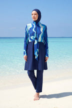 Navy Full Coverage Modest Swimwear Burkini Set M2530-2
