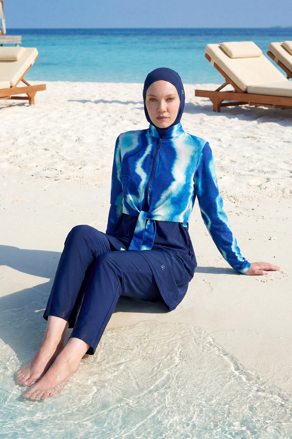 Navy Full Coverage Modest Swimwear Burkini Set M2530-2
