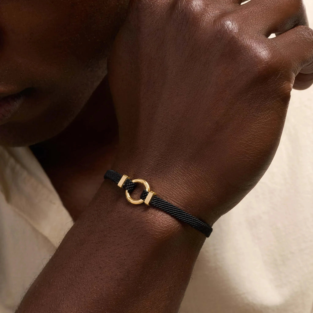 Zen Living Karma Circle Men’s Black String Bracelet by Karma and Luck