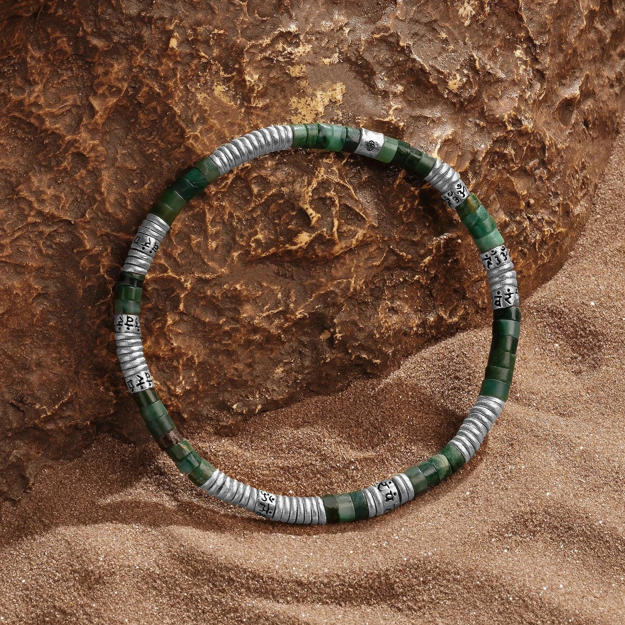 Quiet Strength - Jade Heishi Mantra Bracelet by Karma and Luck