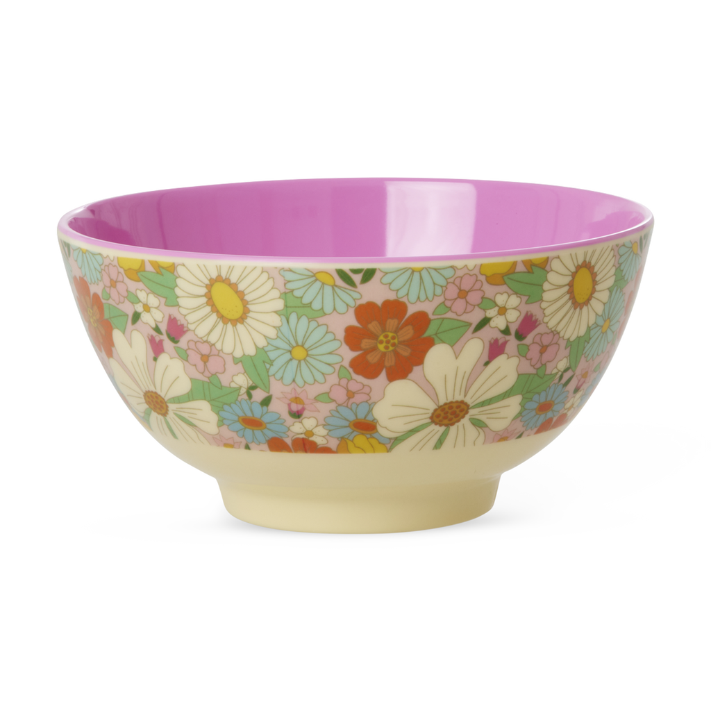 Medium Melamine Bowl - Flower Power Print - 23.7oz