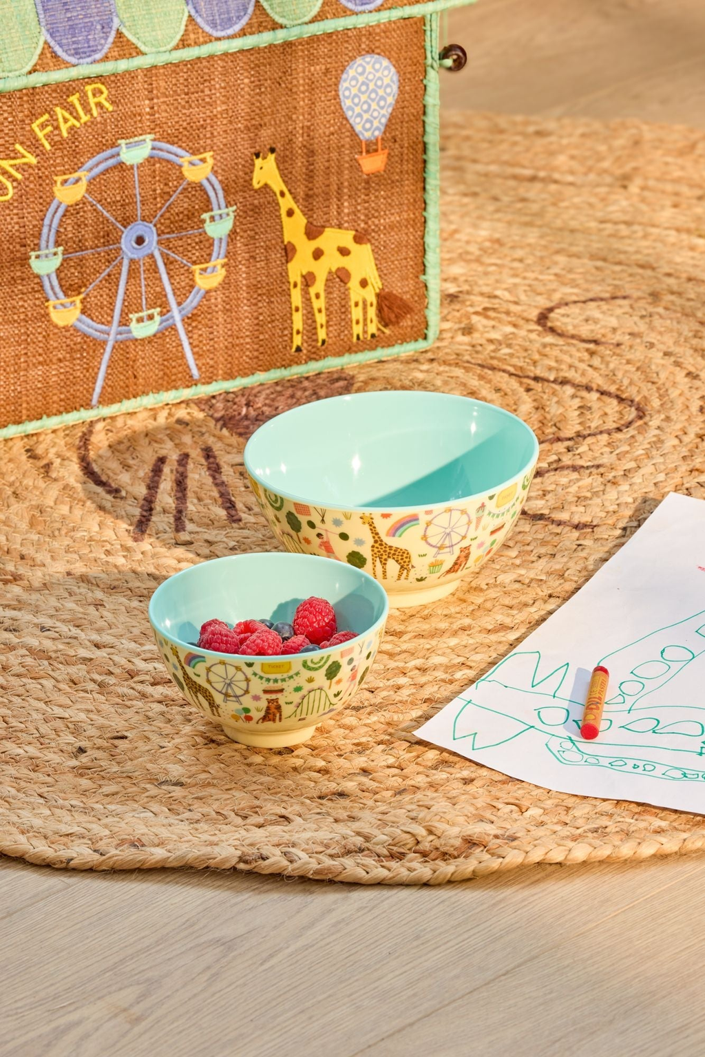 Medium Melamine Bowl - Fun Fair Mint Print - 23.7oz -