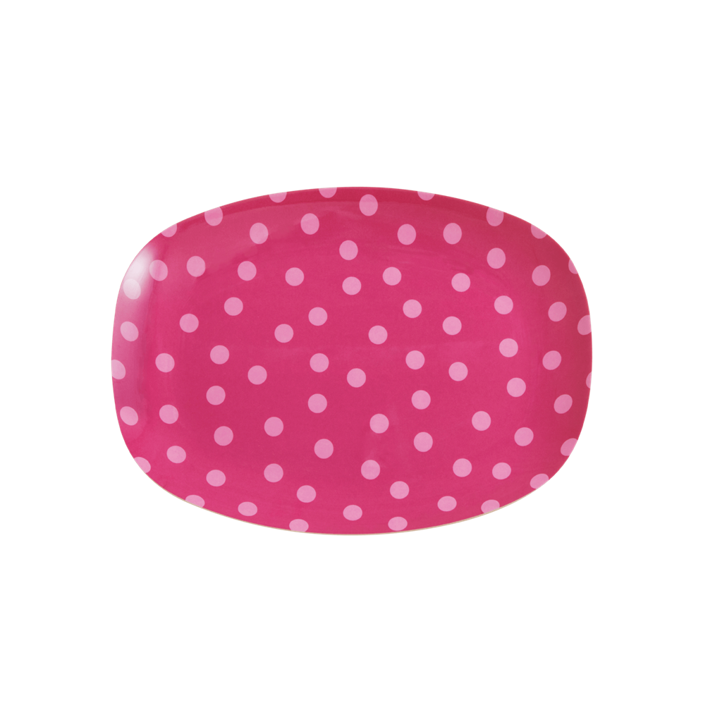 Melamine Small Rectangular Plate | Pink Dots Print
