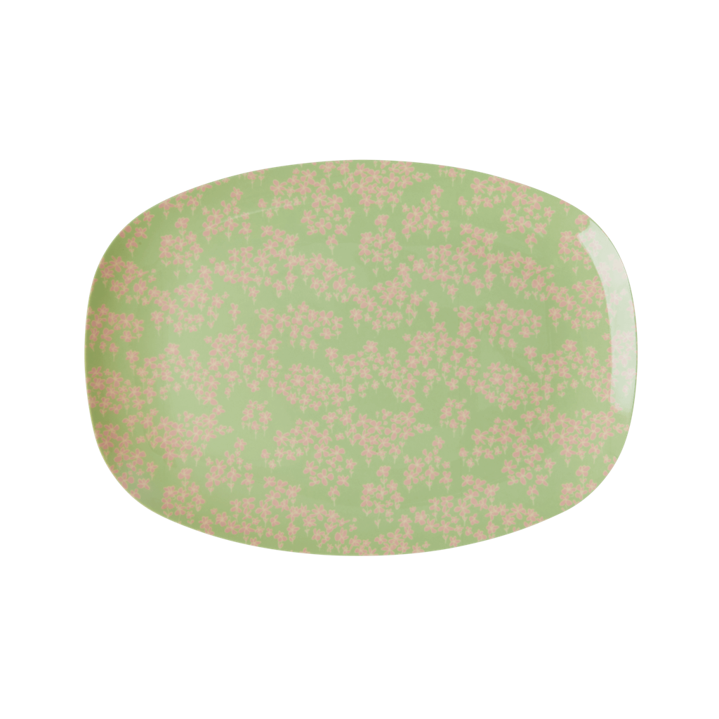 Melamine Small Rectangular Plate | Pink Flower Field Print