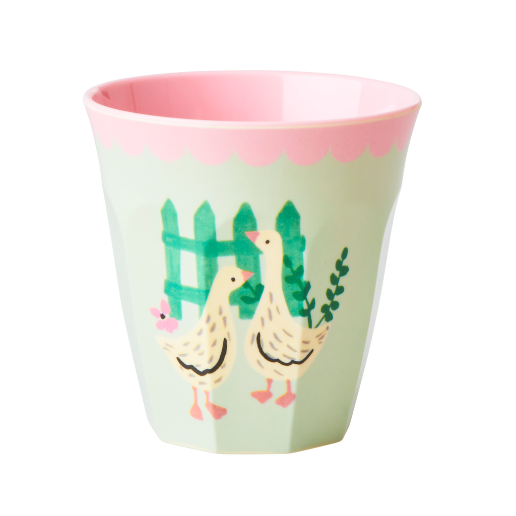 Melamine Kids Cups in Pink Farm Prints - Medium - 6 pcs. in Gift Box