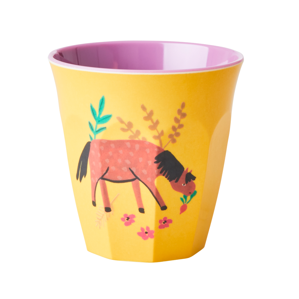 Melamine Kids Cups in Pink Farm Prints - Medium - 6 pcs. in Gift Box