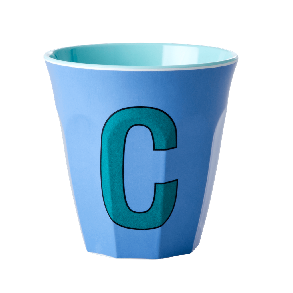 Melamine Cup - Medium with Alphabet in Bluish Colors | Letter C
