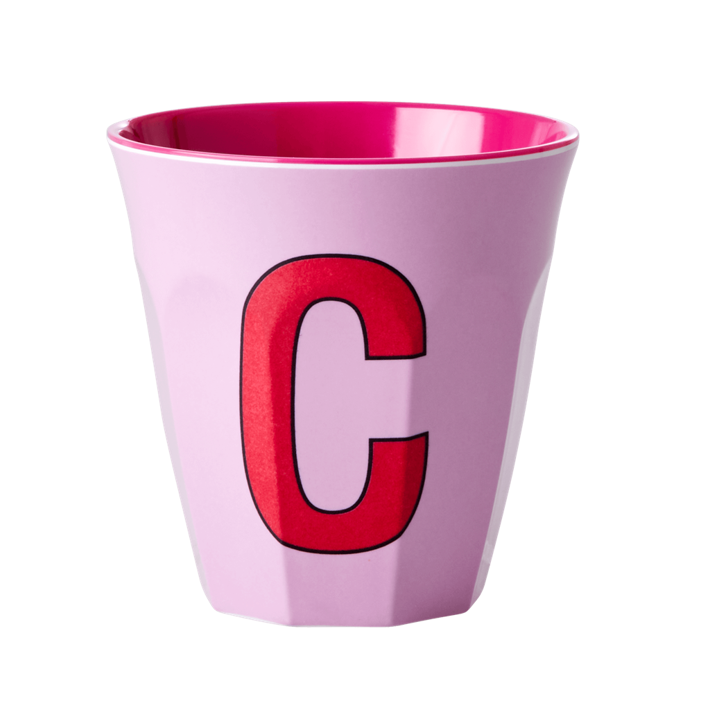 Melamine Cup - Medium with Alphabet in Pinkish Colors | Letter C