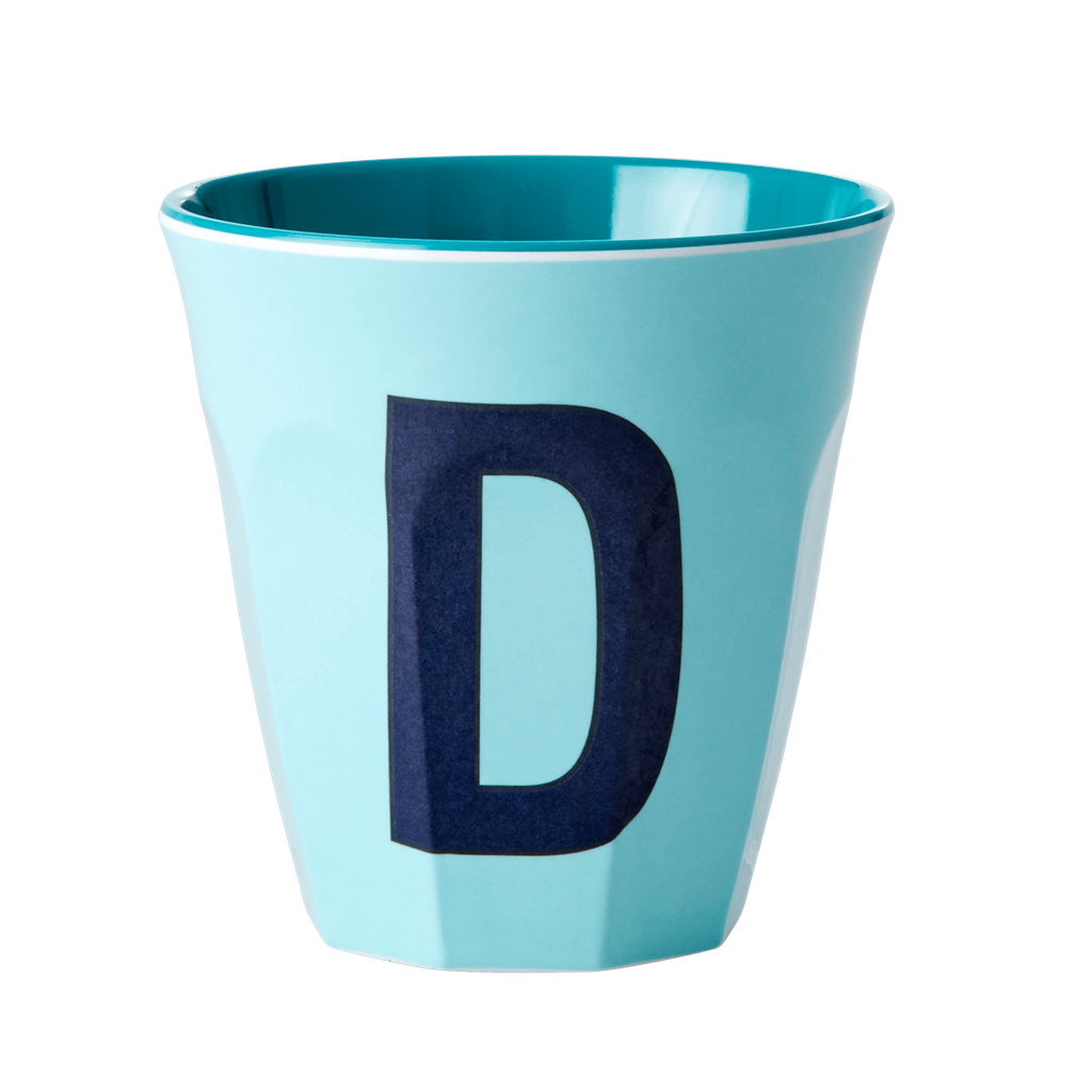 Melamine Cup - Medium with Alphabet in Bluish Colors | Letter D
