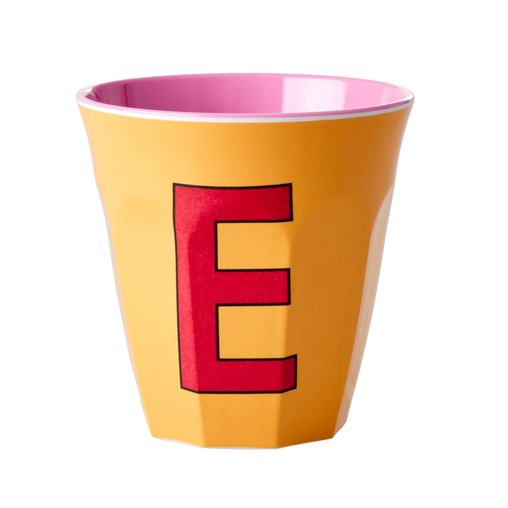 Melamine Cup - Medium with Alphabet in Pinkish Colors | Letter E