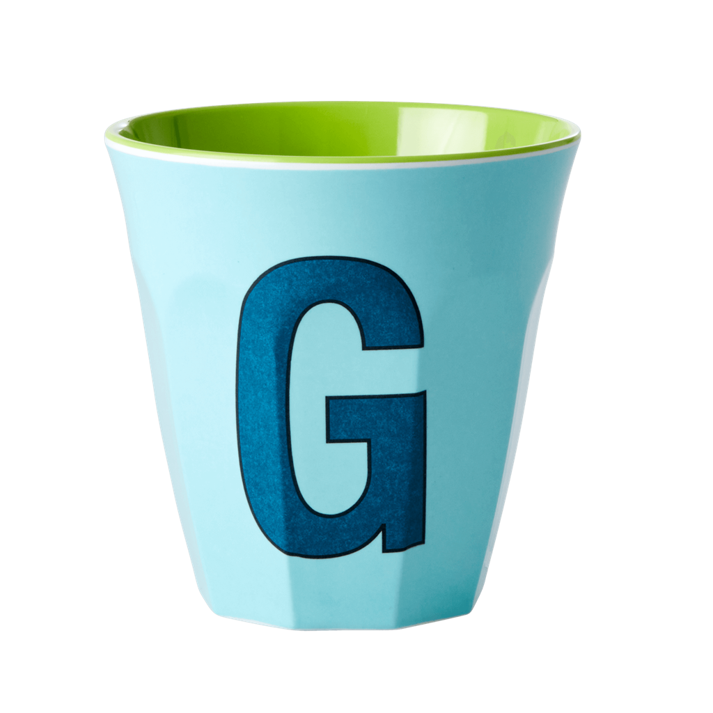 Melamine Cup - Medium with Alphabet in Bluish Colors | Letter G