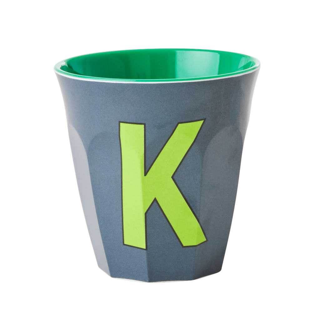 Melamine Cup - Medium with Alphabet in Bluish Colors | Letter K