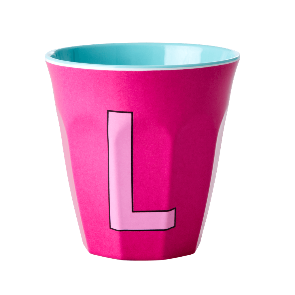 Melamine Cup - Medium with Alphabet in Pinkish Colors | Letter L