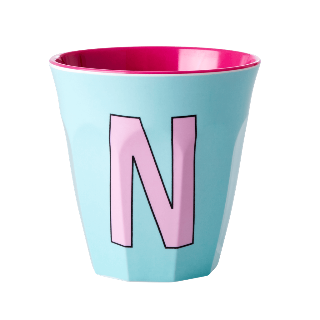 Melamine Cup - Medium with Alphabet in Pinkish Colors | Letter N