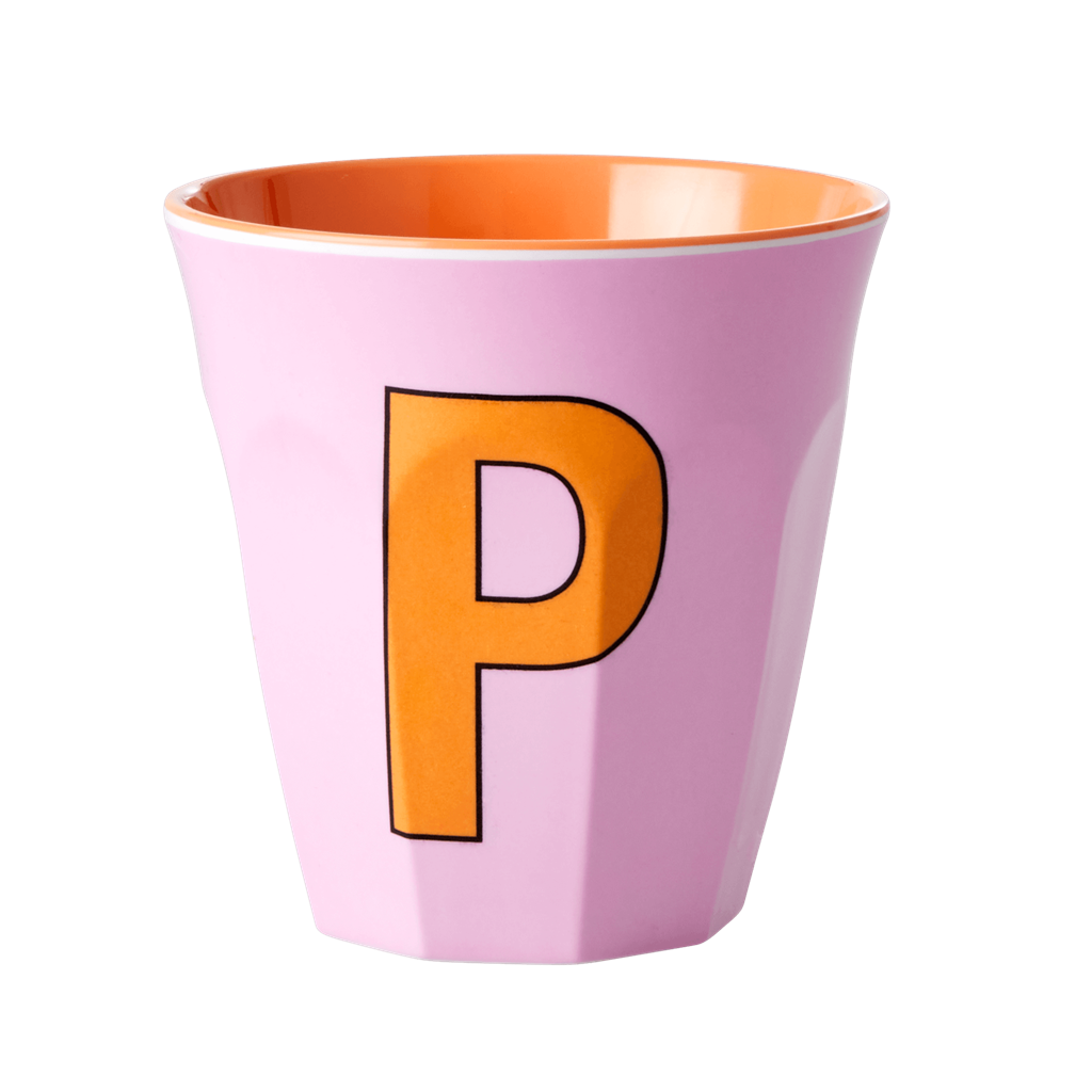 Melamine Cup - Medium with Alphabet in Pinkish Colors | Letter P