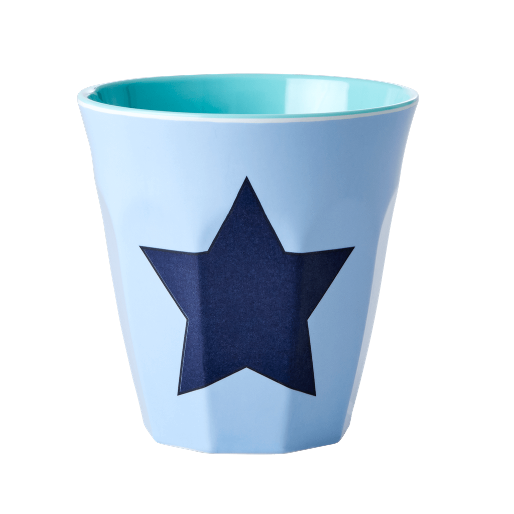 Set of 2 Medium Melamine Cups | Star in Soft Blue Print