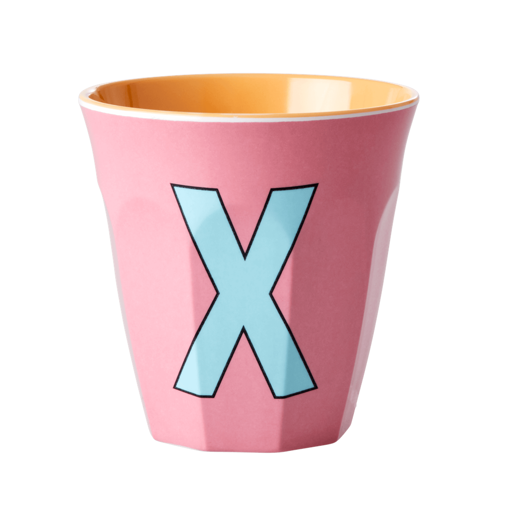 Melamine Cup - Medium with Alphabet in Pinkish Colors | Letter X