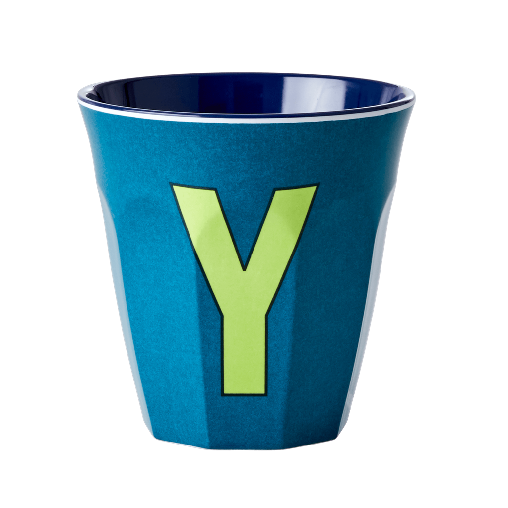 Melamine Cup - Medium with Alphabet in Bluish Colors | Letter Y