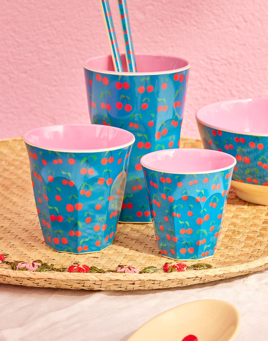 Melamine Tall Cup - Cherry Love Print - 13.5oz