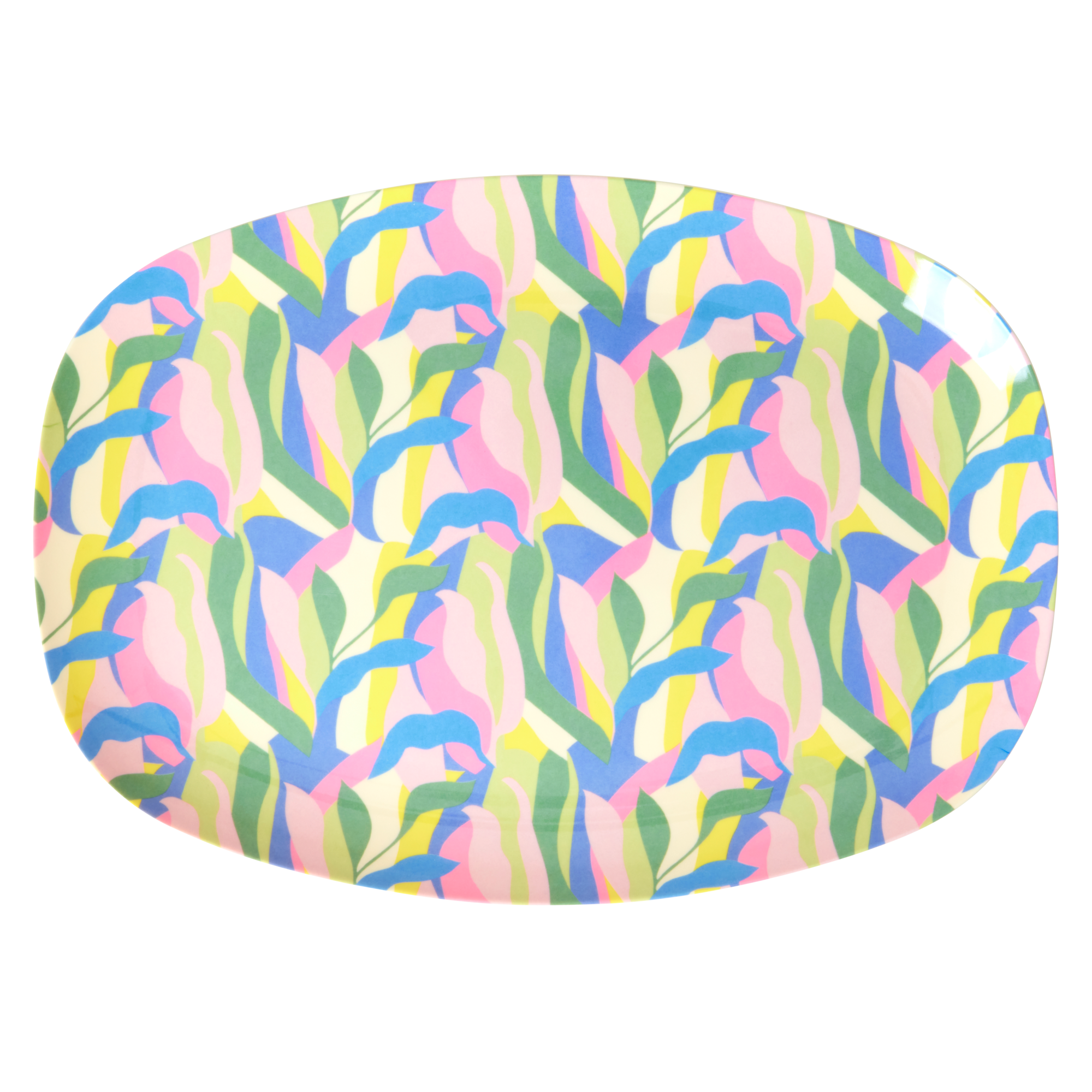 Medium Melamine Rectangular Plate - Blue - Jungle Fever Print
