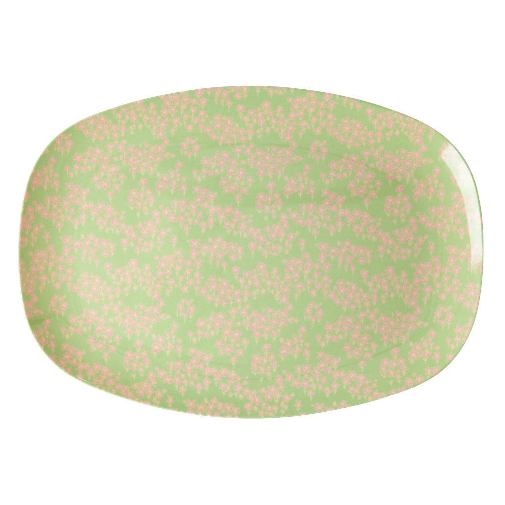 Melamine Rectangular Plate | Pink Flower Field Print