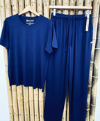 Men's Soft Bamboo Lounge Pajama Set - Short Sleeve Top & Pants 32" inseam by Spun Bamboo