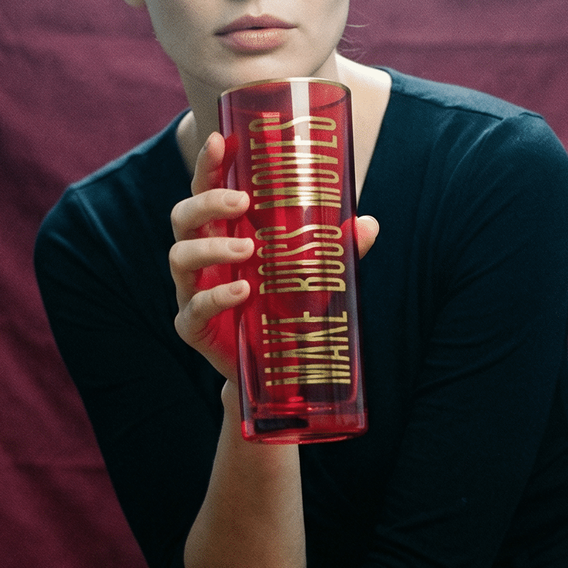 Make Boss Moves Collins Glass in Coral and Gold