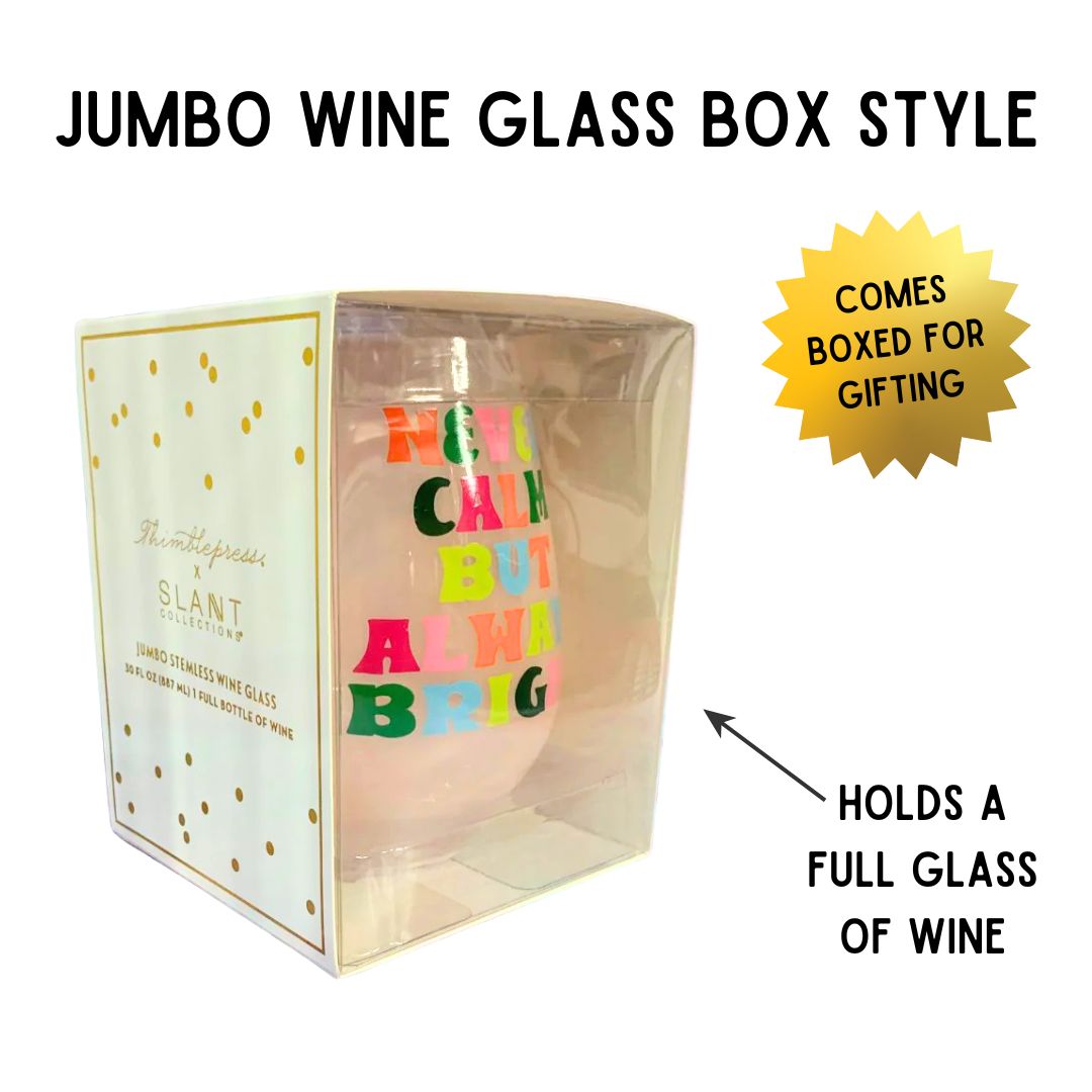 Set of 6 Badass Jumbo Stemless Wine Glass in Orange Pink Ombre | 30 Oz. | Holds an Entire Bottle of Wine