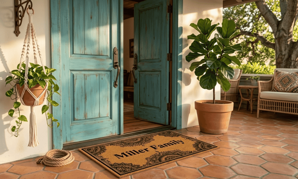 Mandala Border Personalized Coir Mat