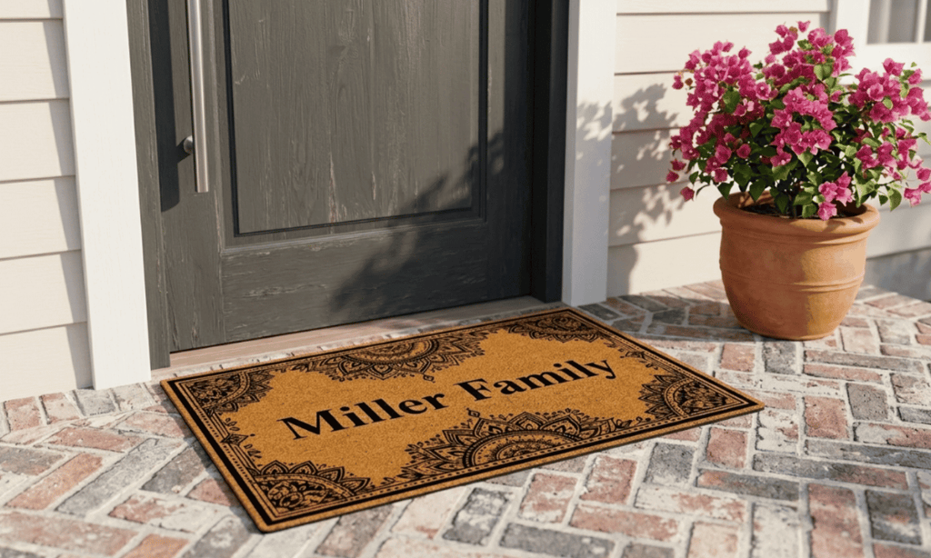 Mandala Border Personalized Coir Mat