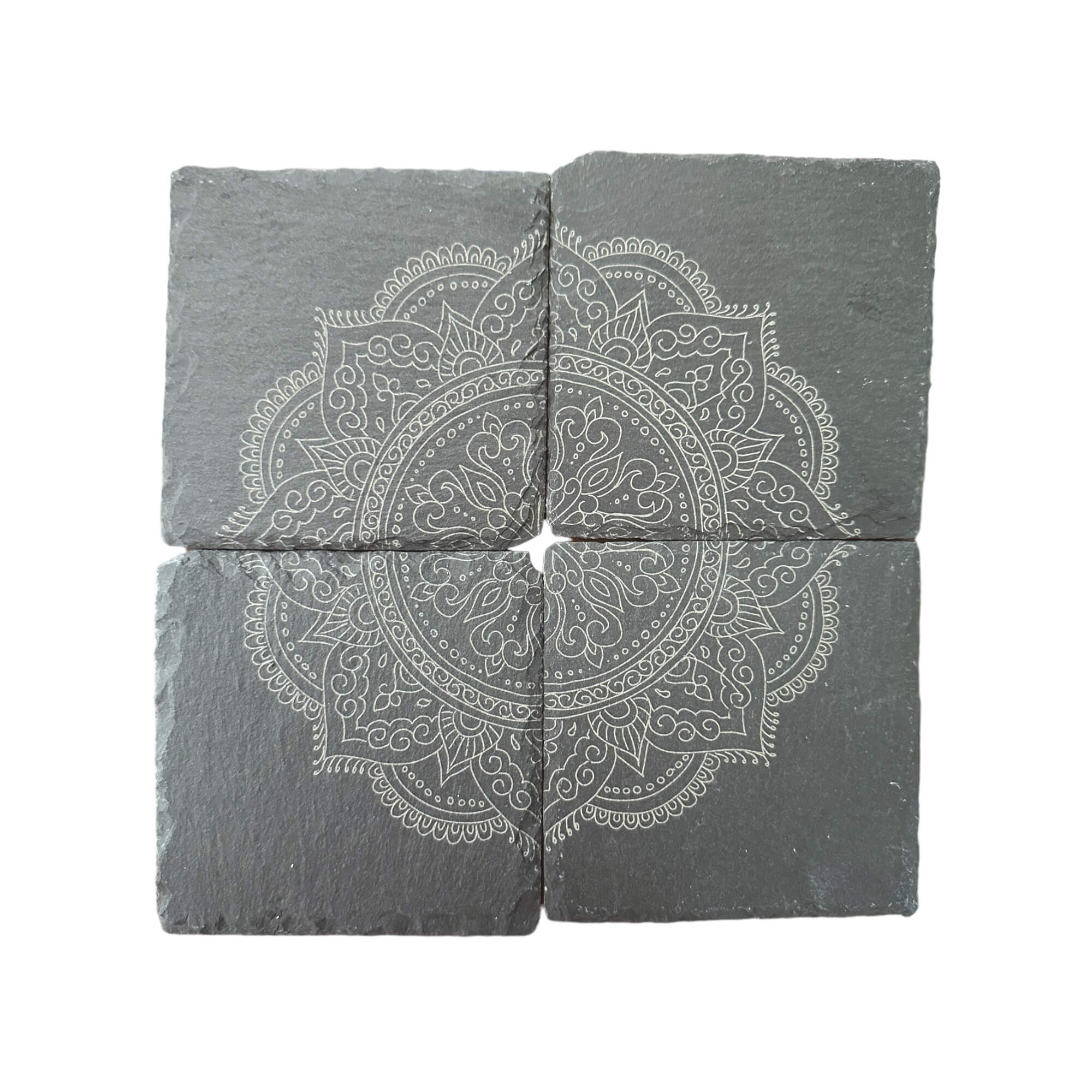Mandala Slate Coasters| Modern Indian Inspired Tabletop Decor