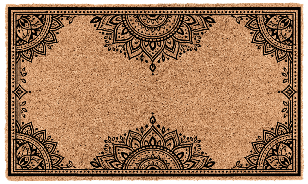 Mandala Border Personalized Coir Mat