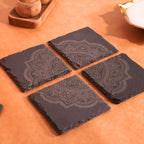 Mandala Slate Coasters| Modern Indian Inspired Tabletop Decor