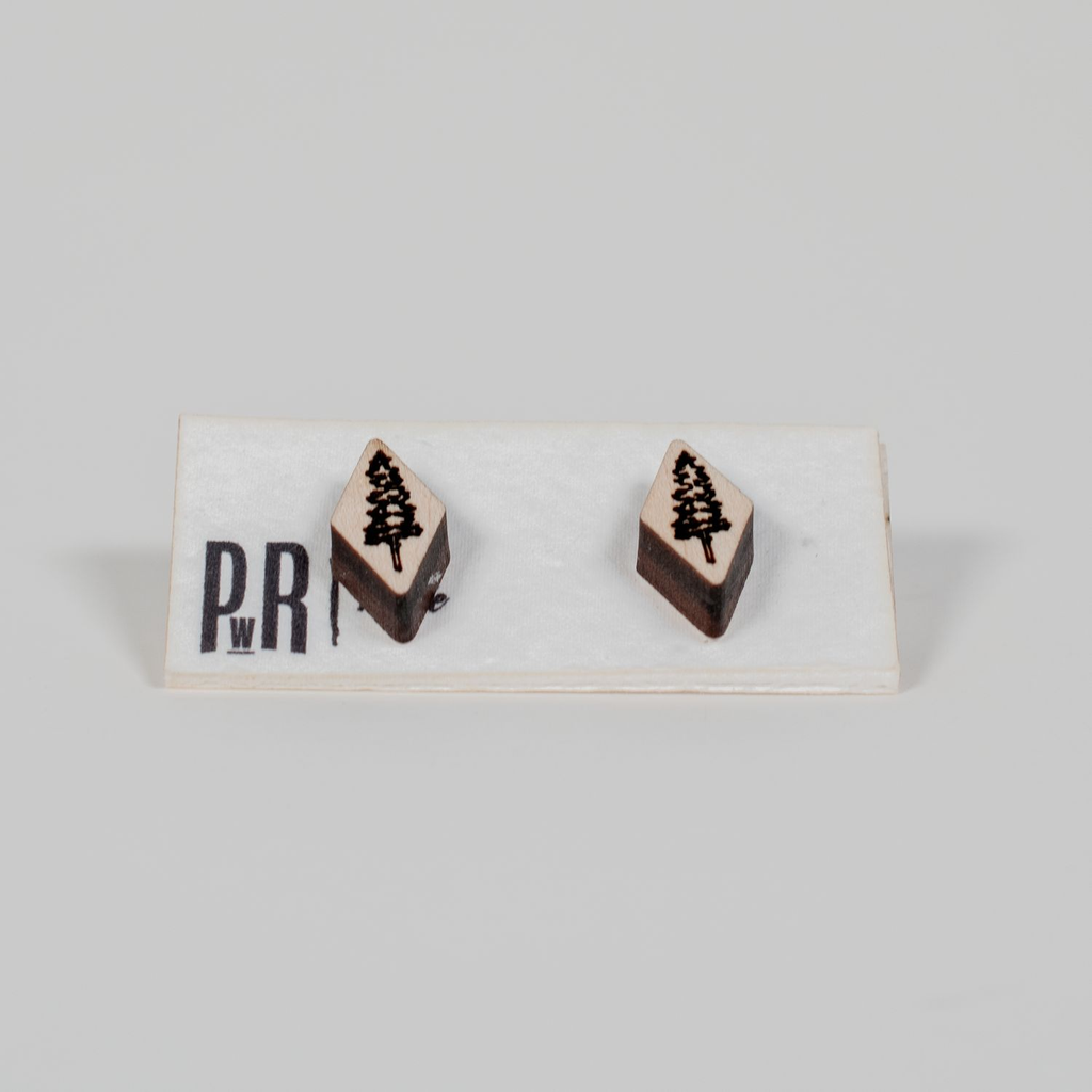 Small Wood Stud Earrings | Geometric Designs