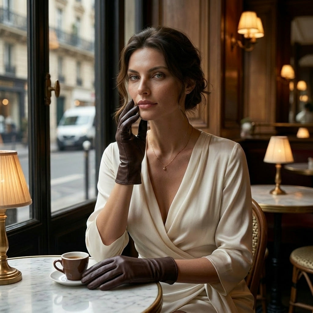 Marcella (brown) - Unlined women’s lambskin leather gloves