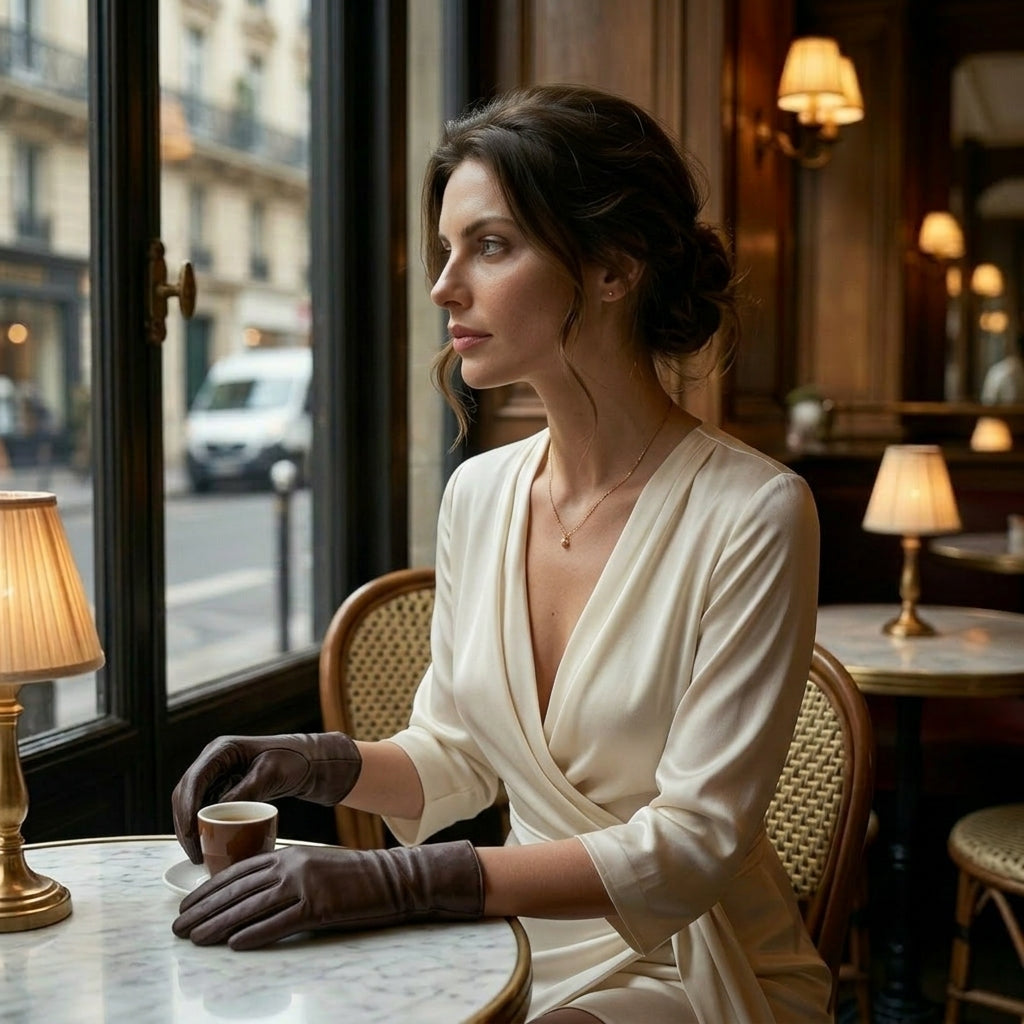 Marcella (brown) - Unlined women’s lambskin leather gloves